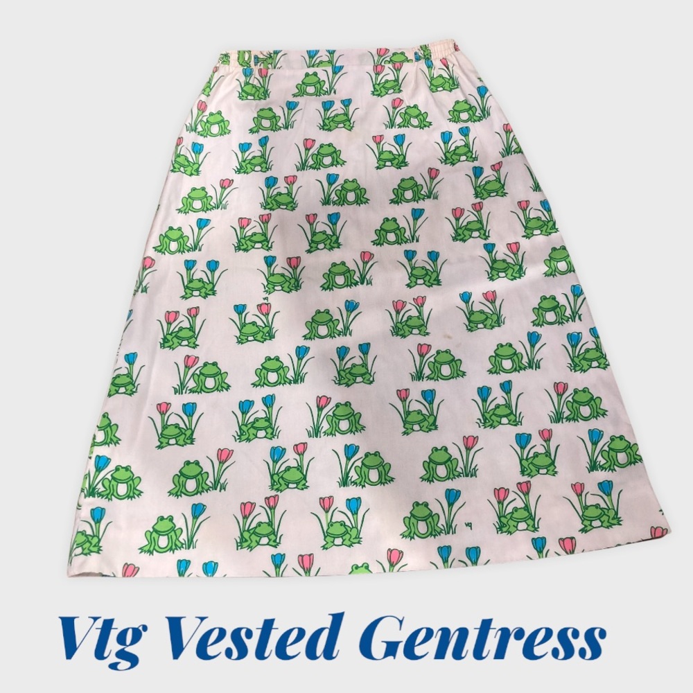 Vtg Frog printed Vested Gentress skirt. Hand screen printed Size S - M